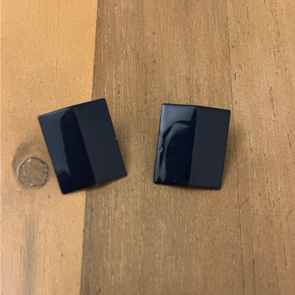 Navy blue slightly bent Rectangular Earrings